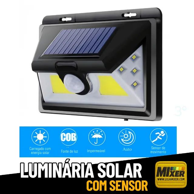 Luminária Solar 52 Leds com Sensor de Presença  _ CS448