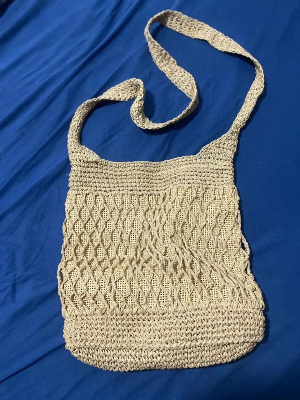Bolsa Artesanal De Croche Bege 