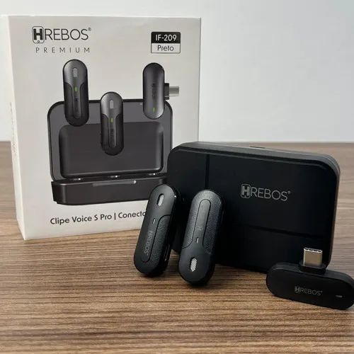 Microfone Lapela Profissional Sem Fio Duplo Hrebos IF-209 Tipo C