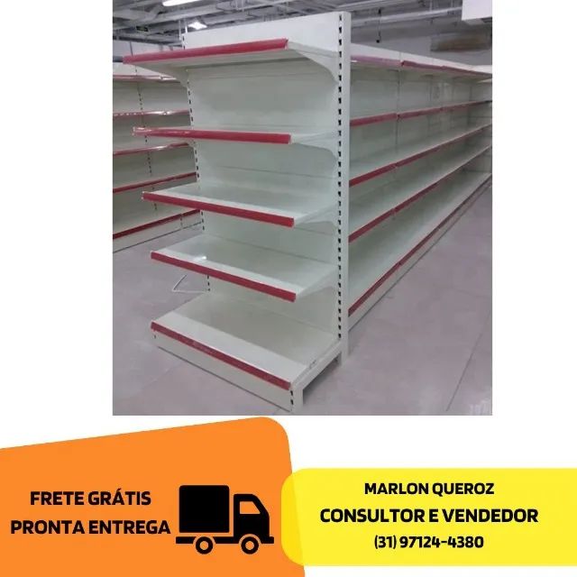 Gondola Central Branca 30x40 5 Bandejas Nova 