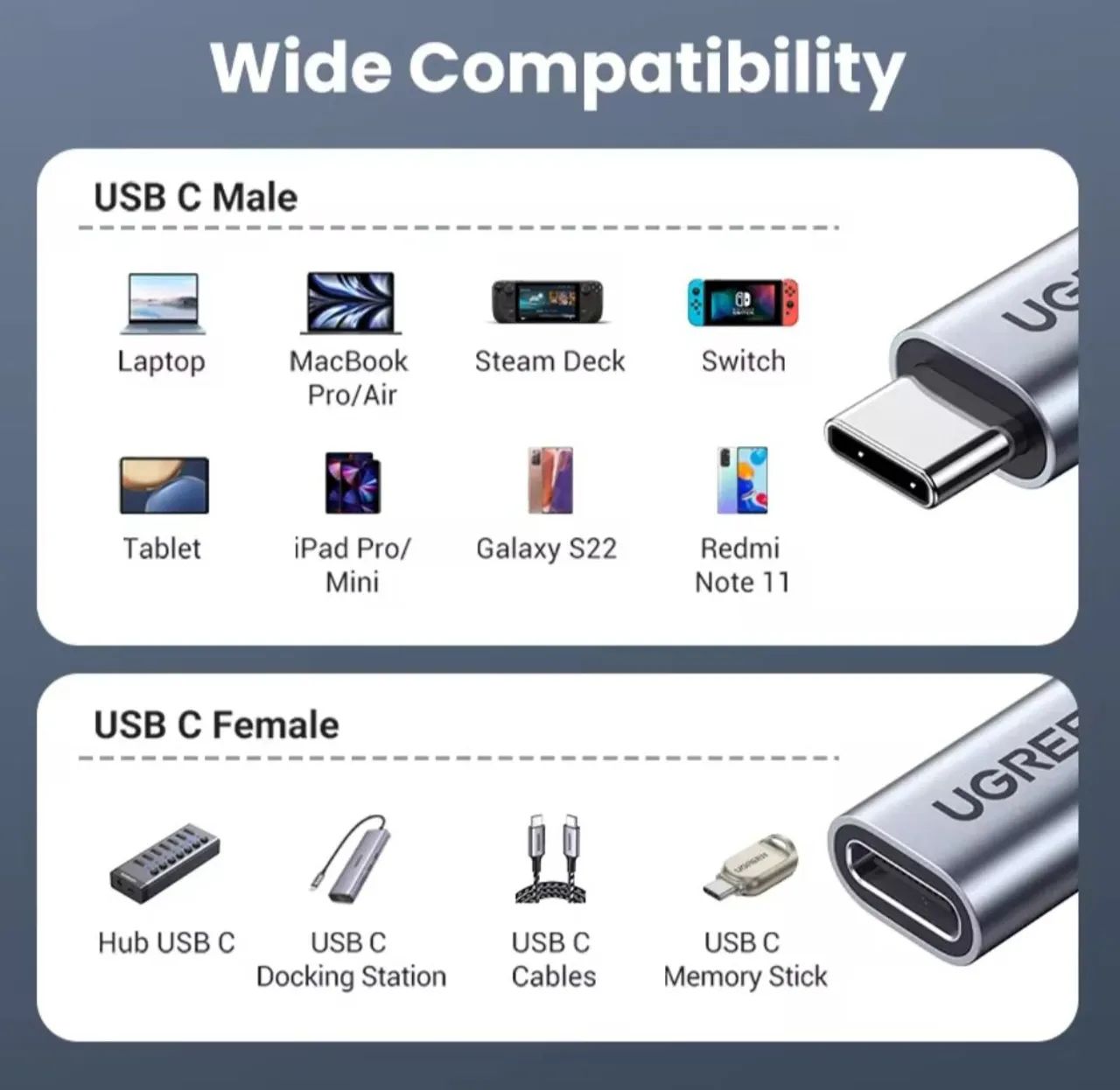 Cabo extensor USB C Ugreen 3.2 Macho para fêmea 1M - Foto 5