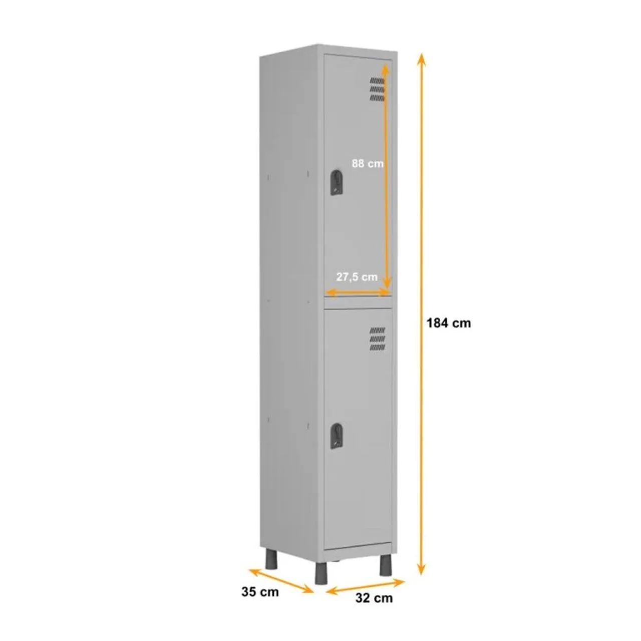Roupeiro de Aço com 02 PORTAS GRANDES - 1,84×0,32×0,35m - Foto 2