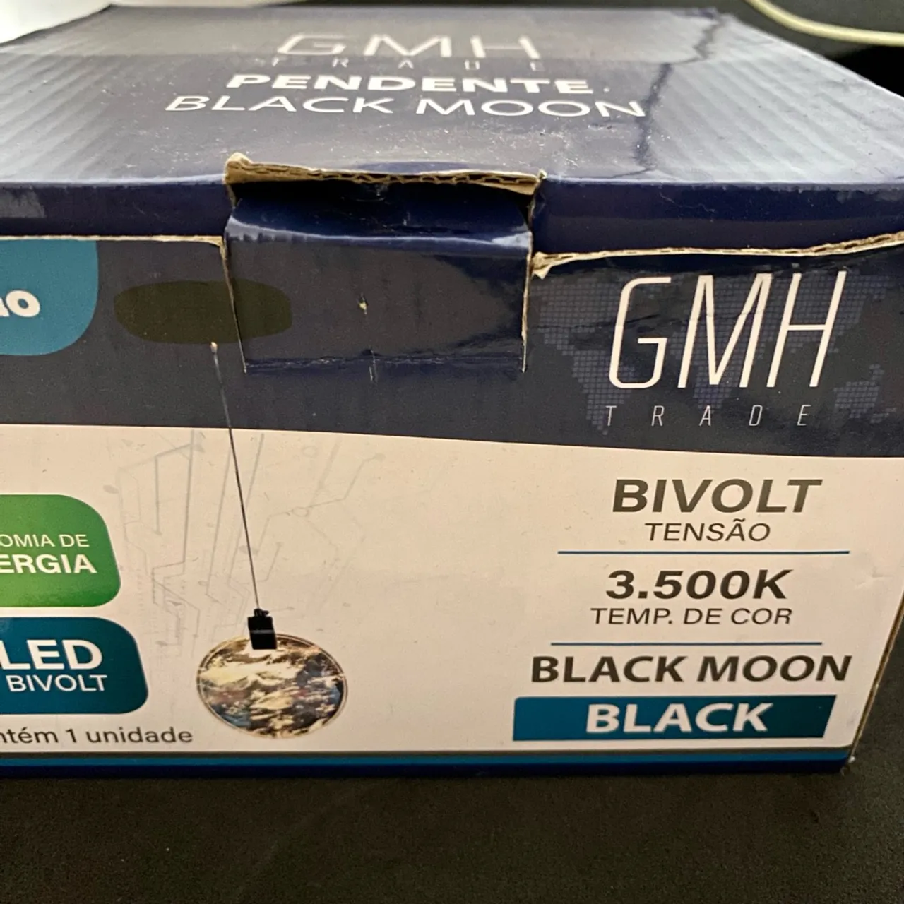 Pendentes GMH black moon, lua Bivolt 3500k