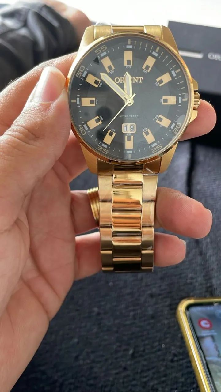 Relógio Orient Masculino Dourado - Foto 3