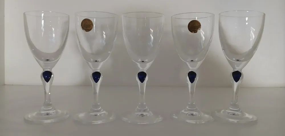 Antiguidade Taças em cristal D`arques 5 peças 12 cm x 2 cm