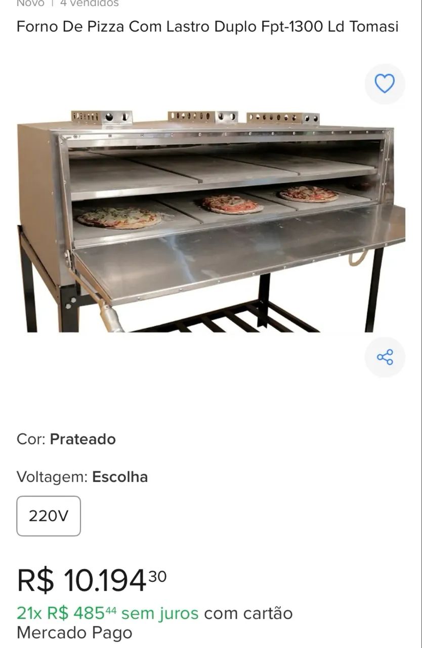 FORNO DE PIZZA COM LASTRO DUPLO FPT-1300 LD TOMASI - Foto 2