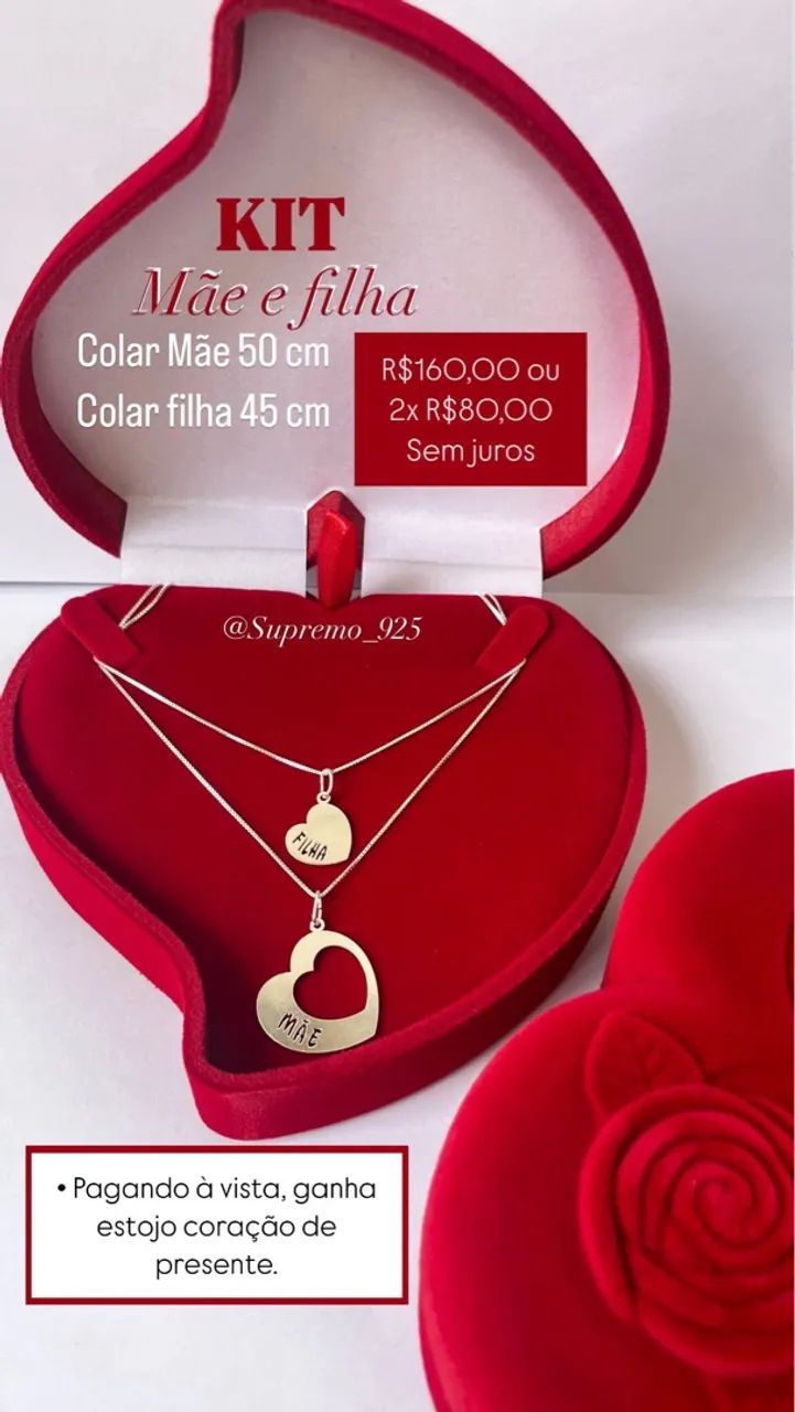 Kit Mãe e filha Prata 925 Acompanha certificado de garantia 