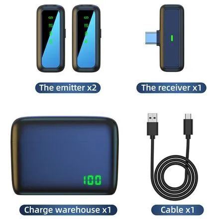 Microfone Lavalier Sem Fio tipo Usb-c duplo Podcast Lapel Mic - Foto 3