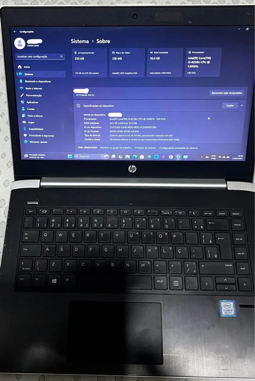 Notebook HP ProBook 440 G5 - Intel Core i5 - 16GB RAM - 233GB SSD - Foto 2