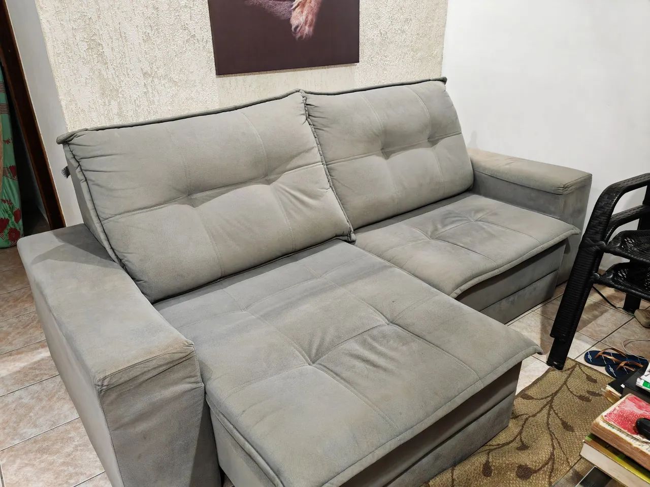 Sofá 3 lugares Suede Retrátil  - Foto 3