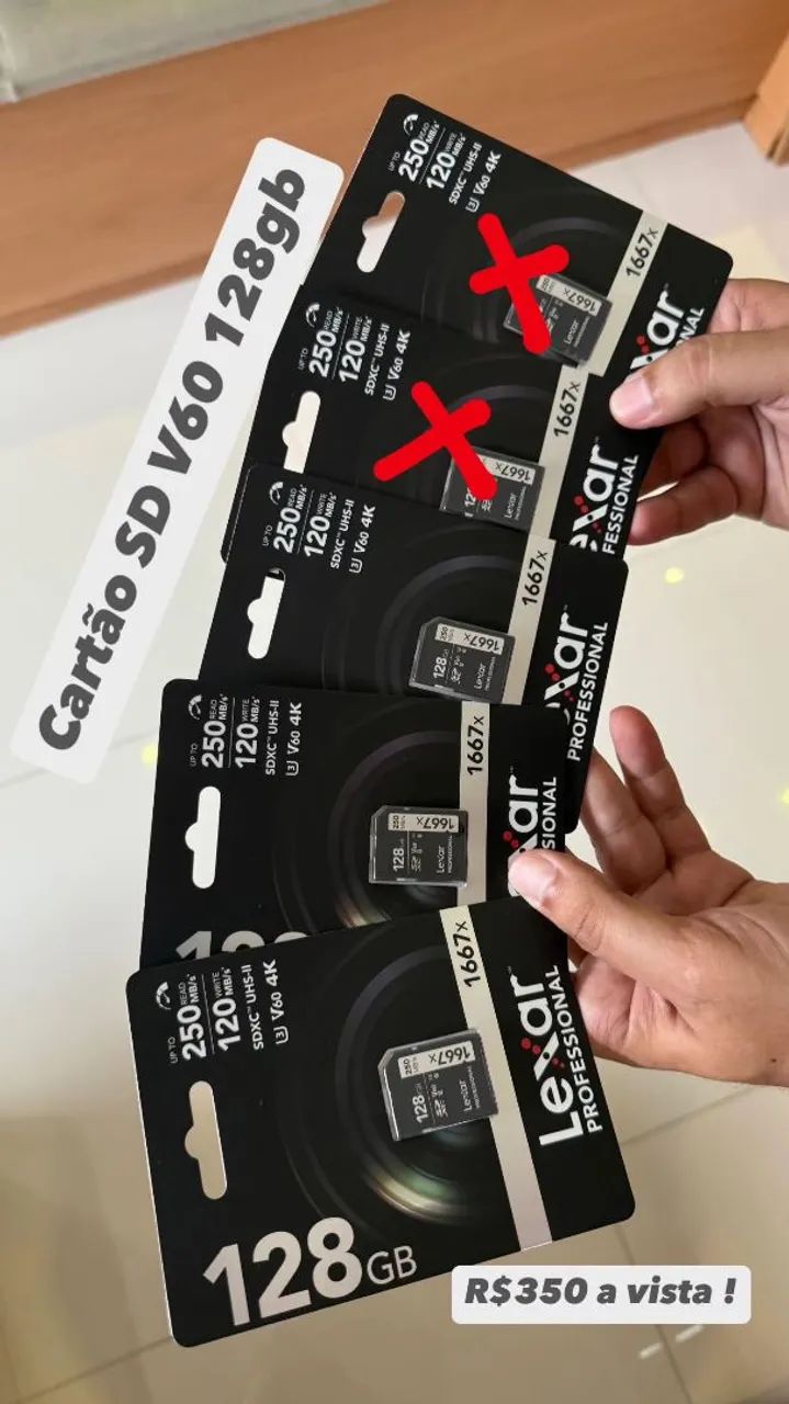 Cartão SD Lexar 128GB V60 1667x