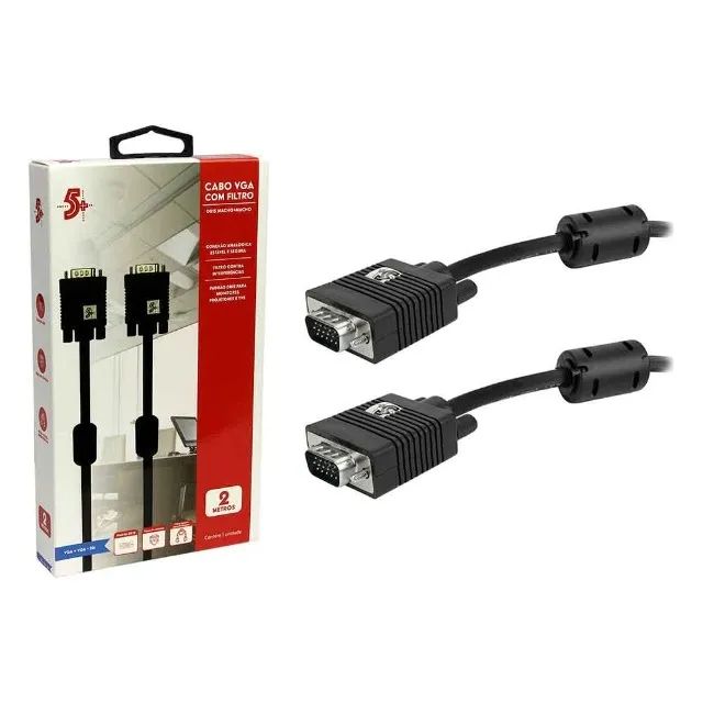 Cabo Vga Com Filtro Macho + Macho 2m e 5m - 5+ (Entrega Grátis)