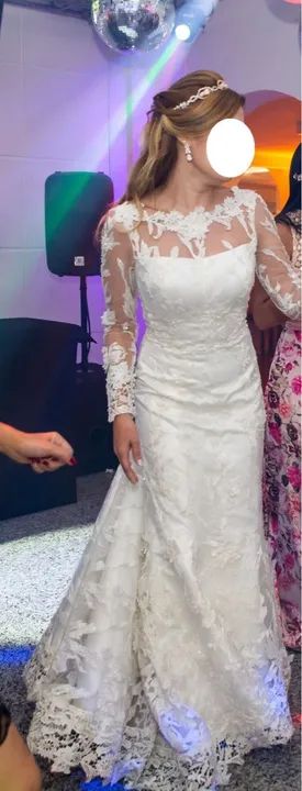 Vestido de noiva com renda e bordado a mão - Foto 4