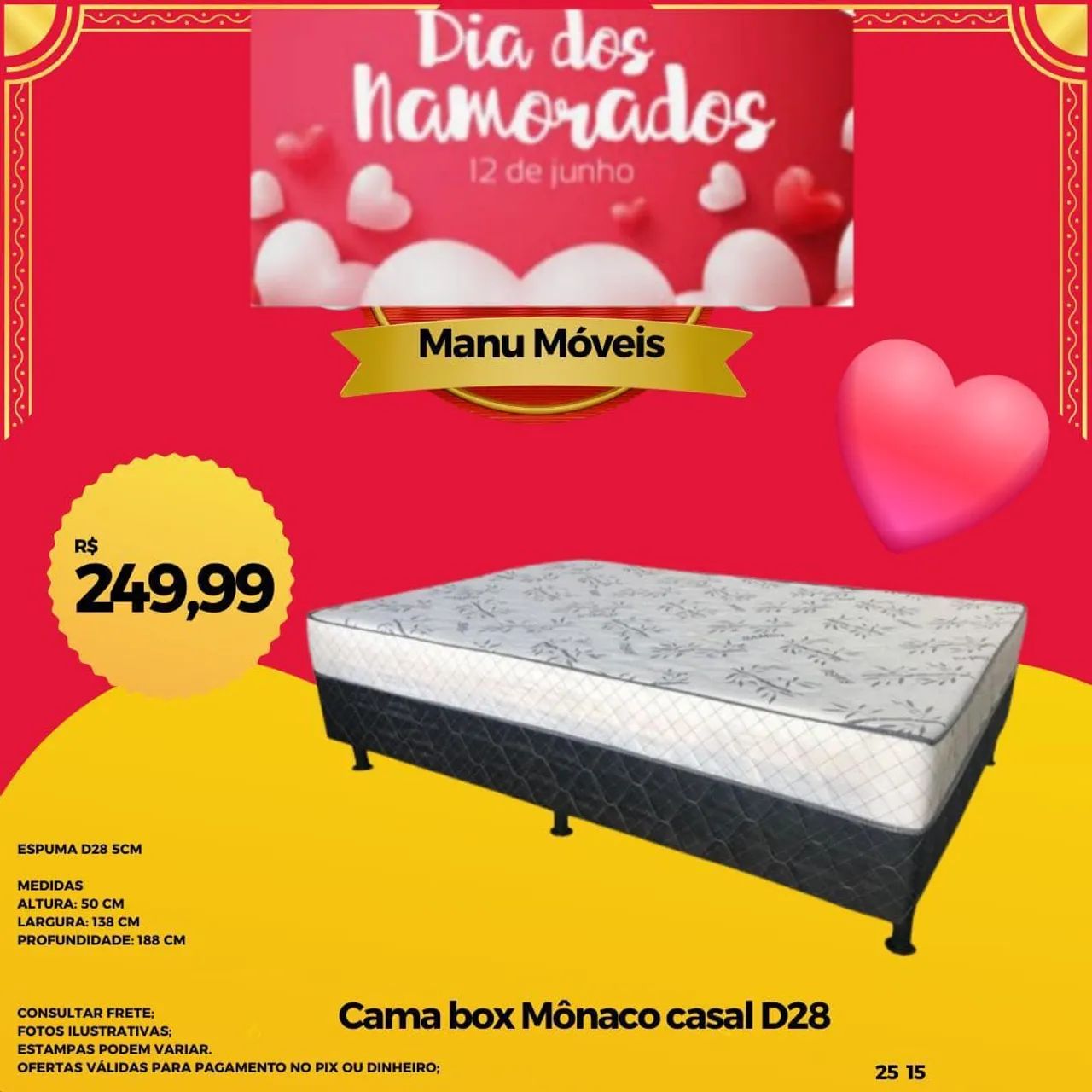 Cama Box Casal Mônaco D28 - R$ 249,99