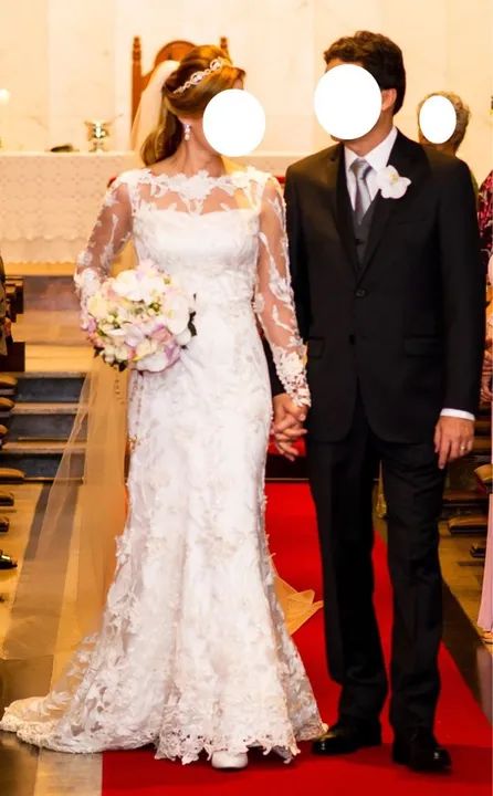 Vestido de noiva com renda e bordado a mão - Foto 2
