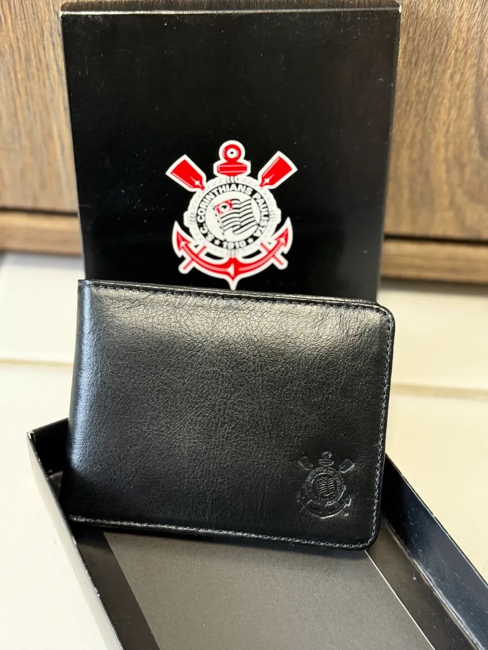 Carteira em couro legítimo preta do Corinthians (nova). - Foto 2