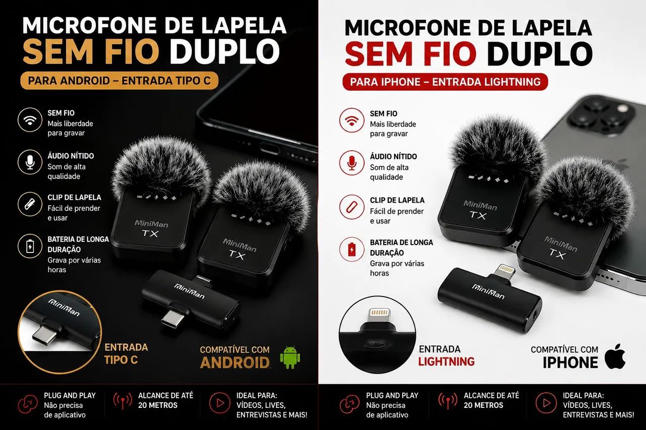 Vende-se microfone de lapela sem fio 