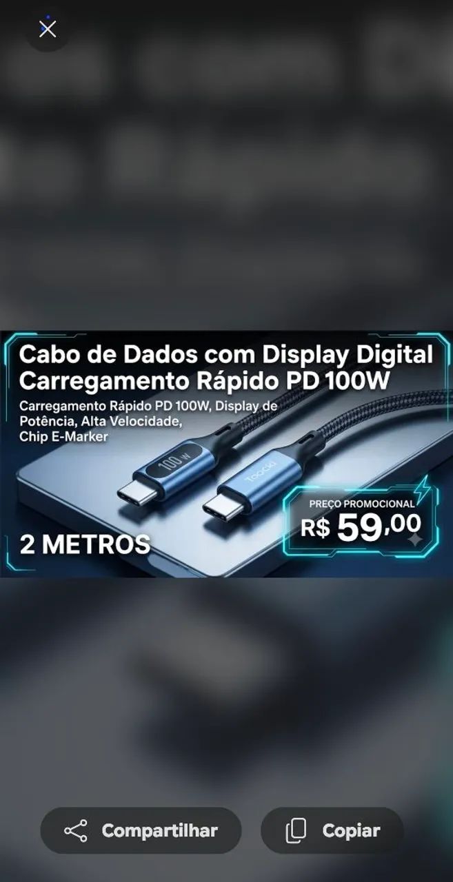 CABO TIPO C 2 METROS DISPLAY DIGITAL 