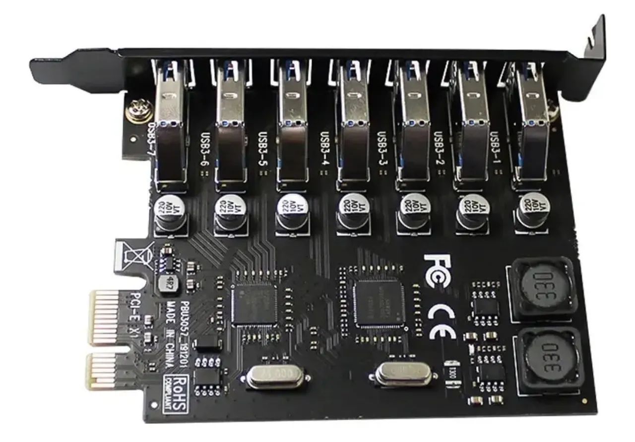 Placa pci express USB 3.0 7 saídas com módulo de energia  - Foto 4