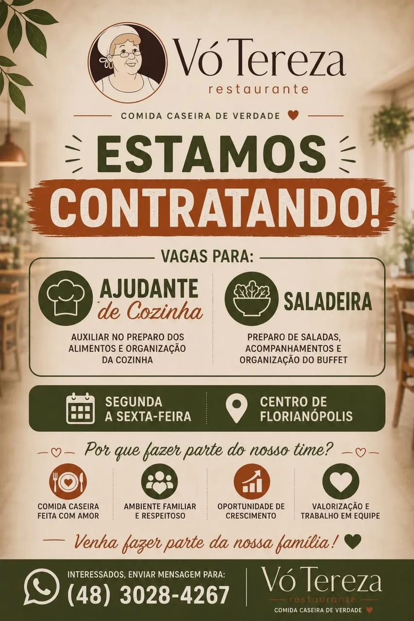 Vaga em Restaurante - Saladeira e Auxiliar de Cozinha - Foto 2