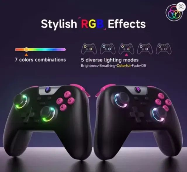 Controle Wireless EasySMX X05 Hall Effect RGB Bluetooth para PC/Celular/Switch Lacrado! - Foto 5