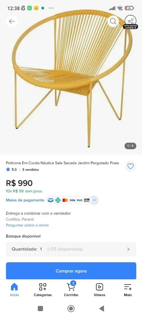 Vendo poltrona corda nautica - Foto 2