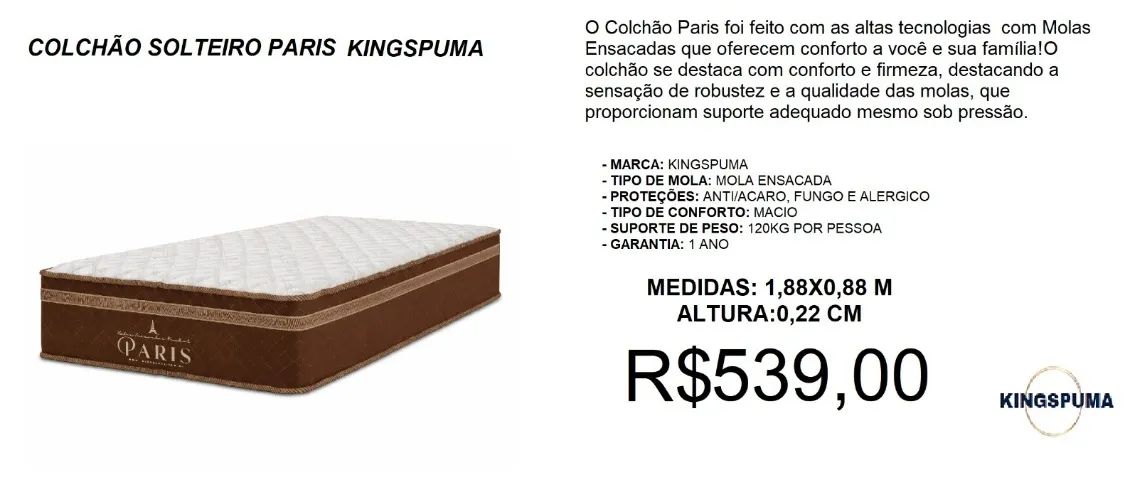 colchão - molas - solteiro - compre e receba em 72 horas 