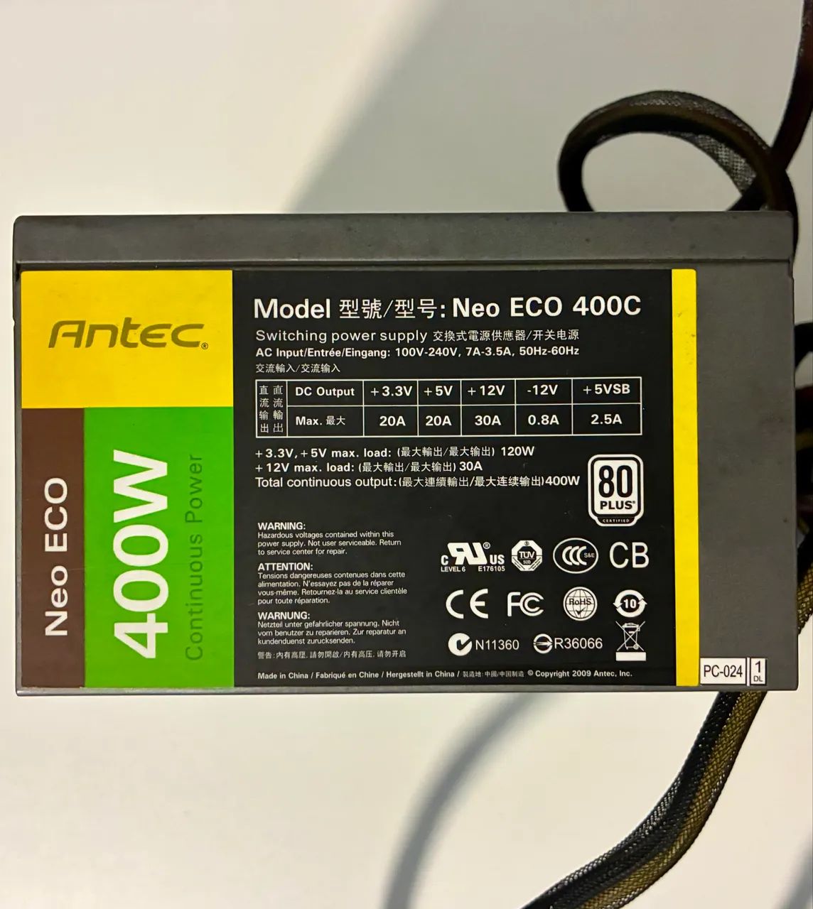 Fonte Antec NeoEco 400w 80plus