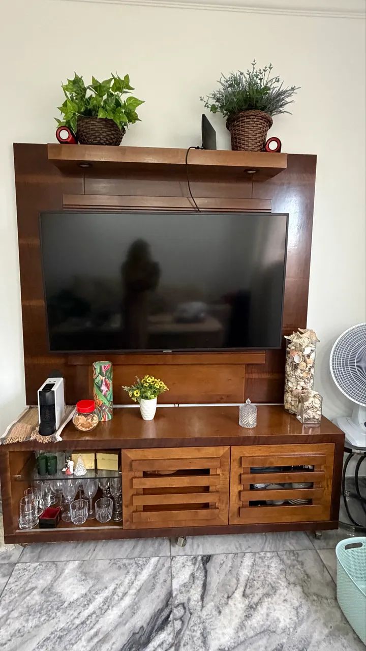 Painel e rack de madeira  - Foto 2