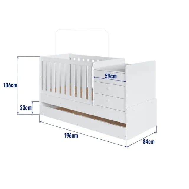 Berço, Cama de Solteiro e Cômoda - 3 em 1 - Bebe dorme bem - Foto 2