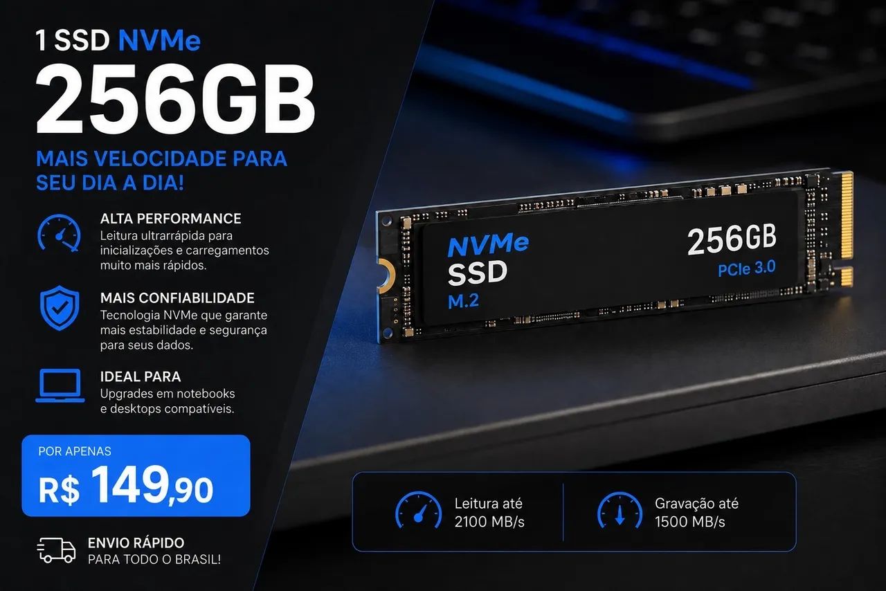1 SSD NVMe de 256 GB  