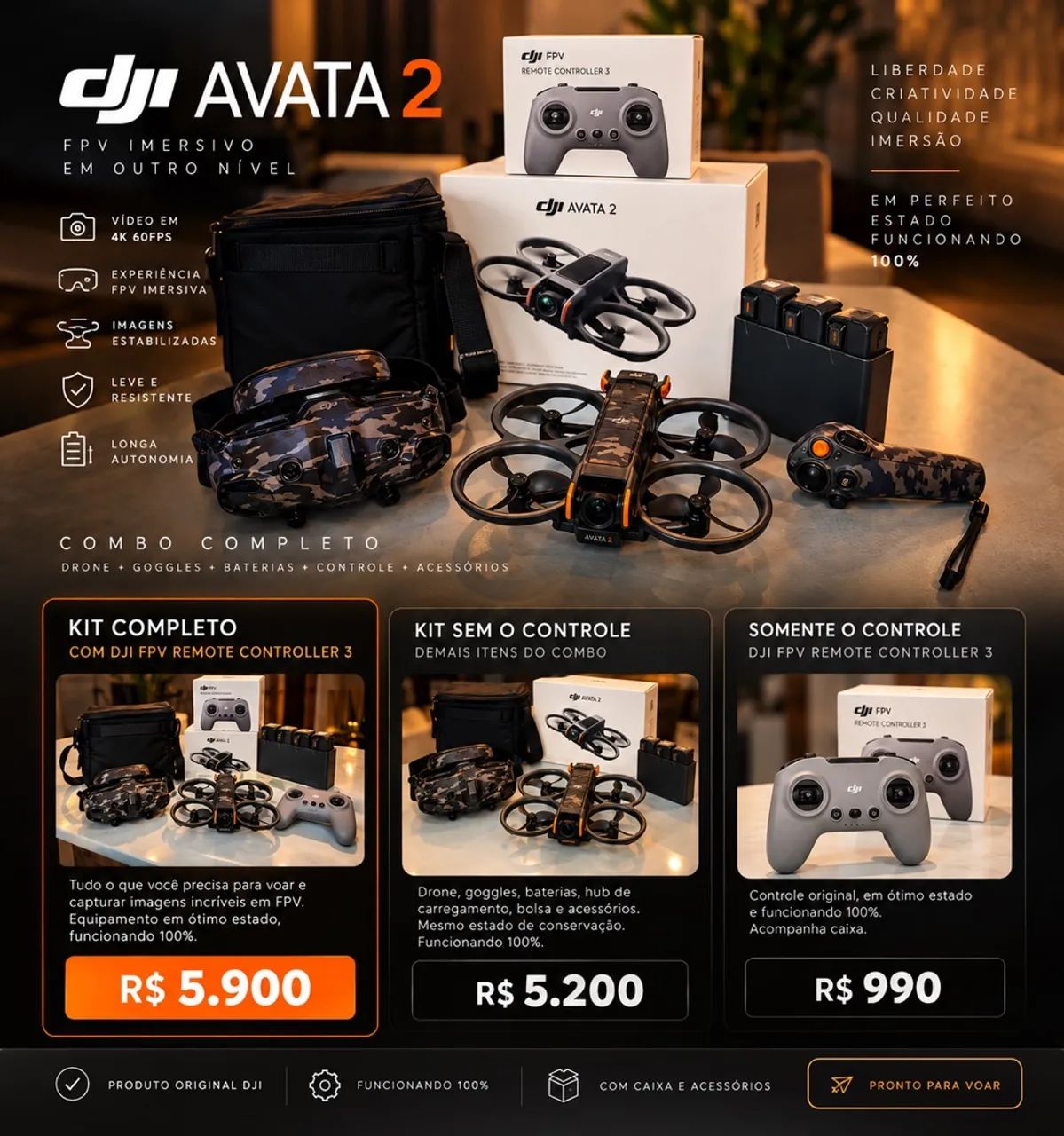 Avata 2 + DJI FPV CONTROLLER 3 ? EXCELENTE ESTADO - Foto 2