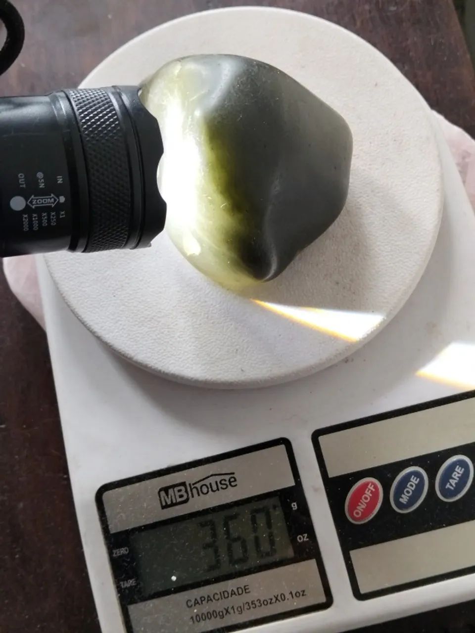 Arte em seixo de Calcedônia verde 360g - Foto 3
