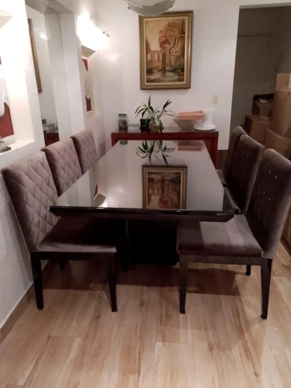 mesa 6 cadeiras e tampo de vidro 