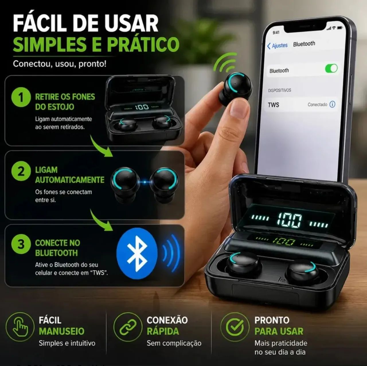 Ear fone Bluetooth touch - Foto 3