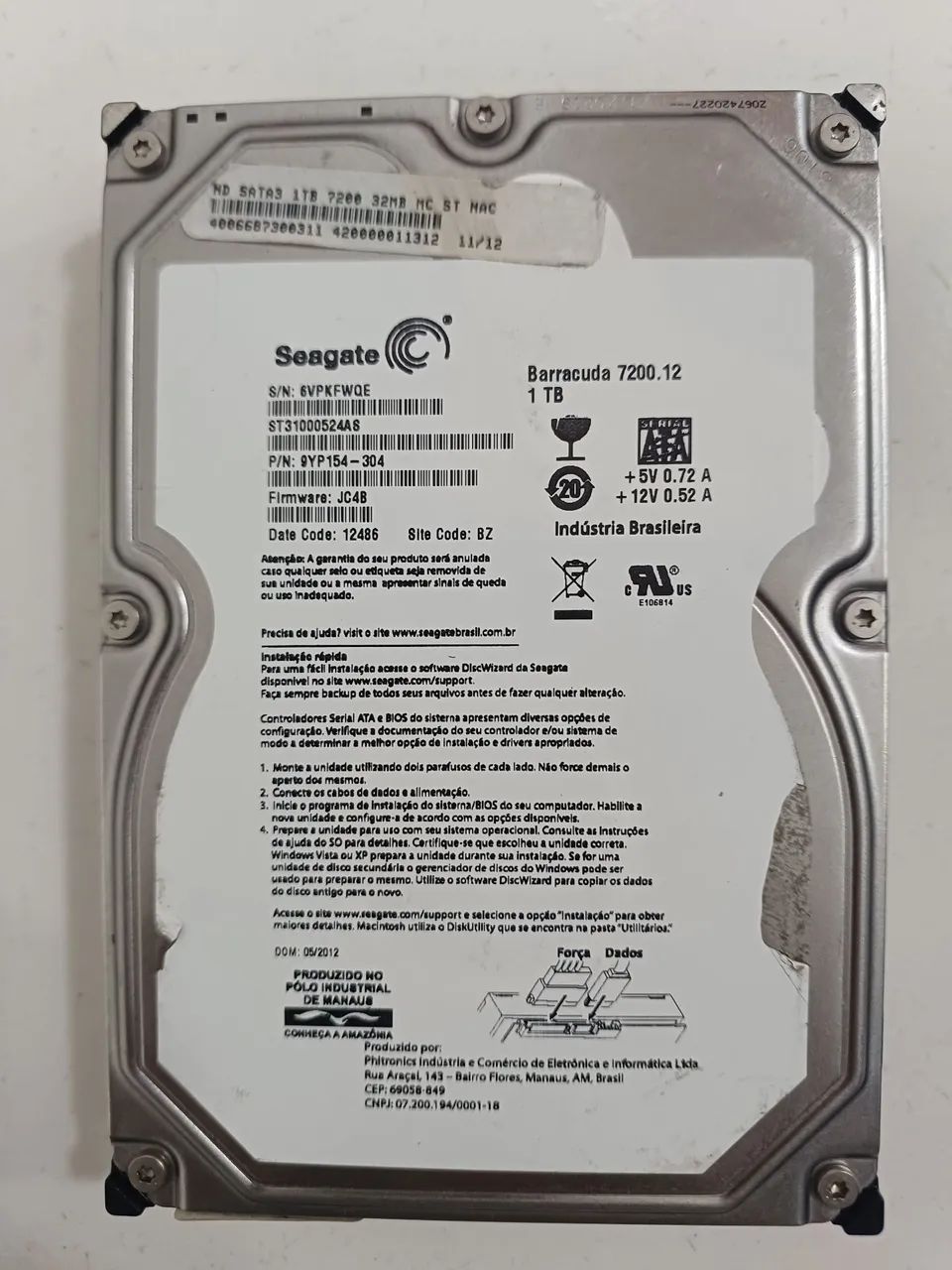 Hd seagate 1TB Barracuda cftv dvr nvr cpu 