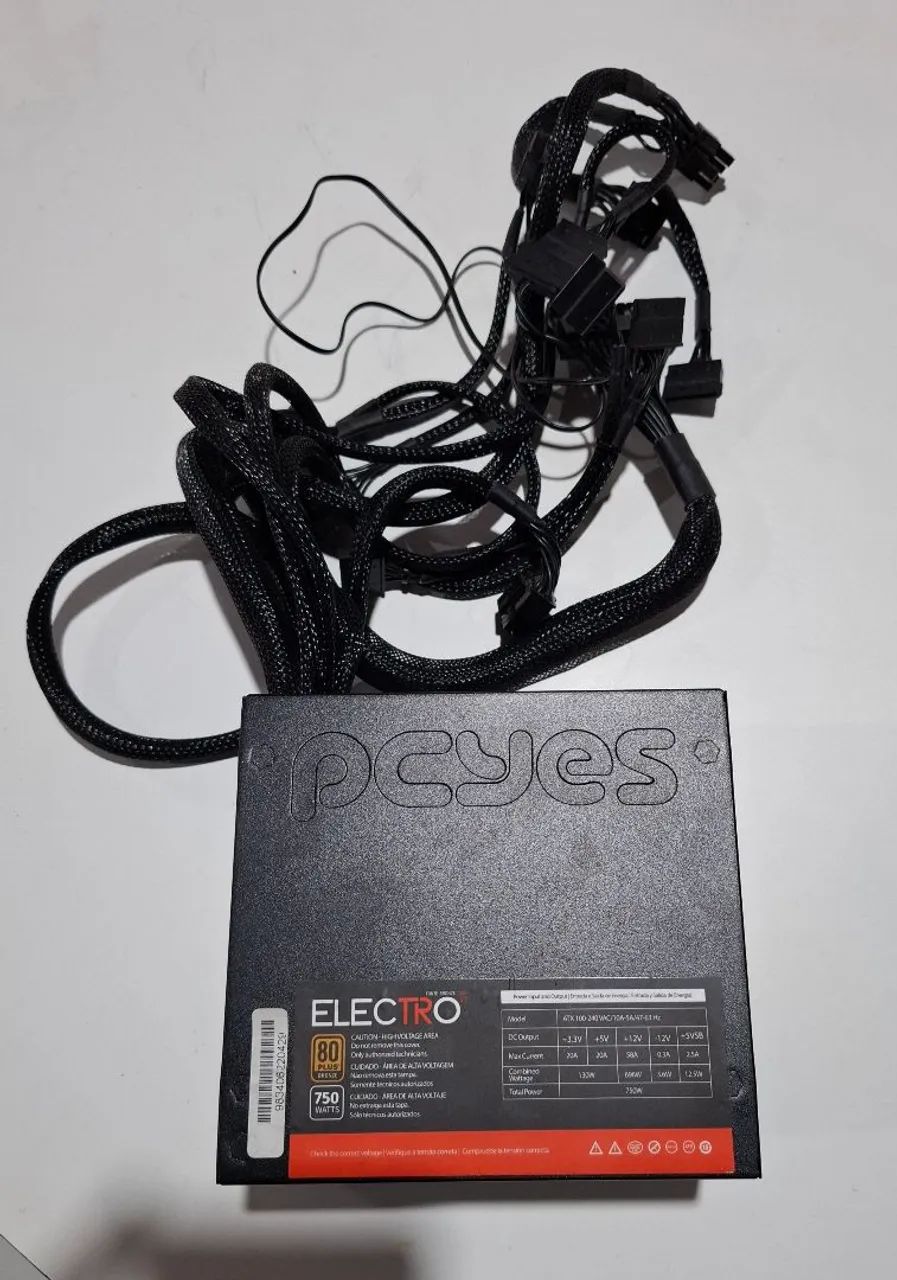 Fonte PCYES electro 2V 750W (80 plus bronze) - Funcionando perfeitamente