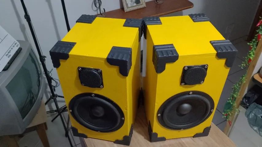 Kit Home-Studio retrô: Caixas 100w passivas + amplificador artesanal - Foto 3