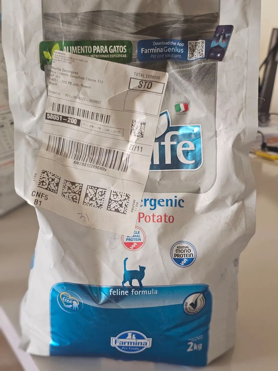 Ração hypoallergenic gatos farmina vetlife pirk & potato - Foto 2