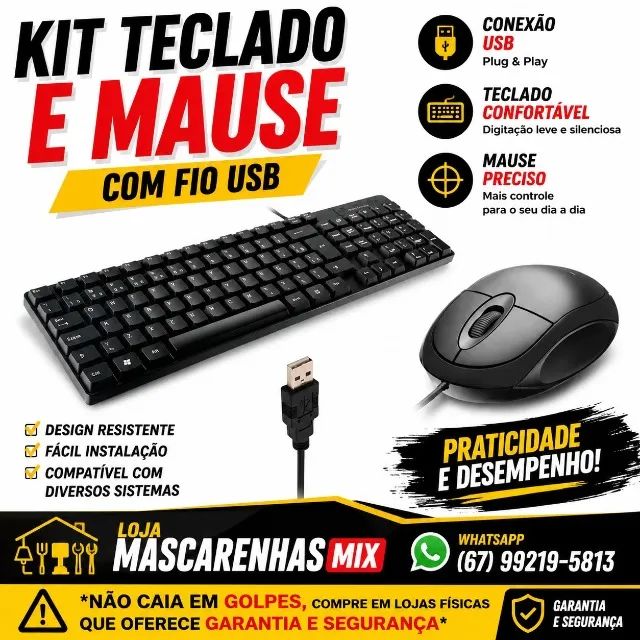 KIT TECLADO E MOUSE COM FIO USB COD: 0147