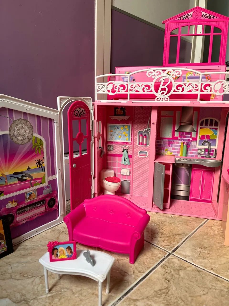 Casa De Boneca Barbie Portátil Com Móveis E Acessórios
