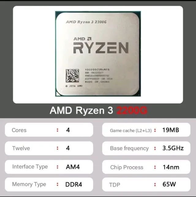 Processador AMD Ryzen 3 2200G - Socket AM4 (Com Vídeo Integrado Vega 8
