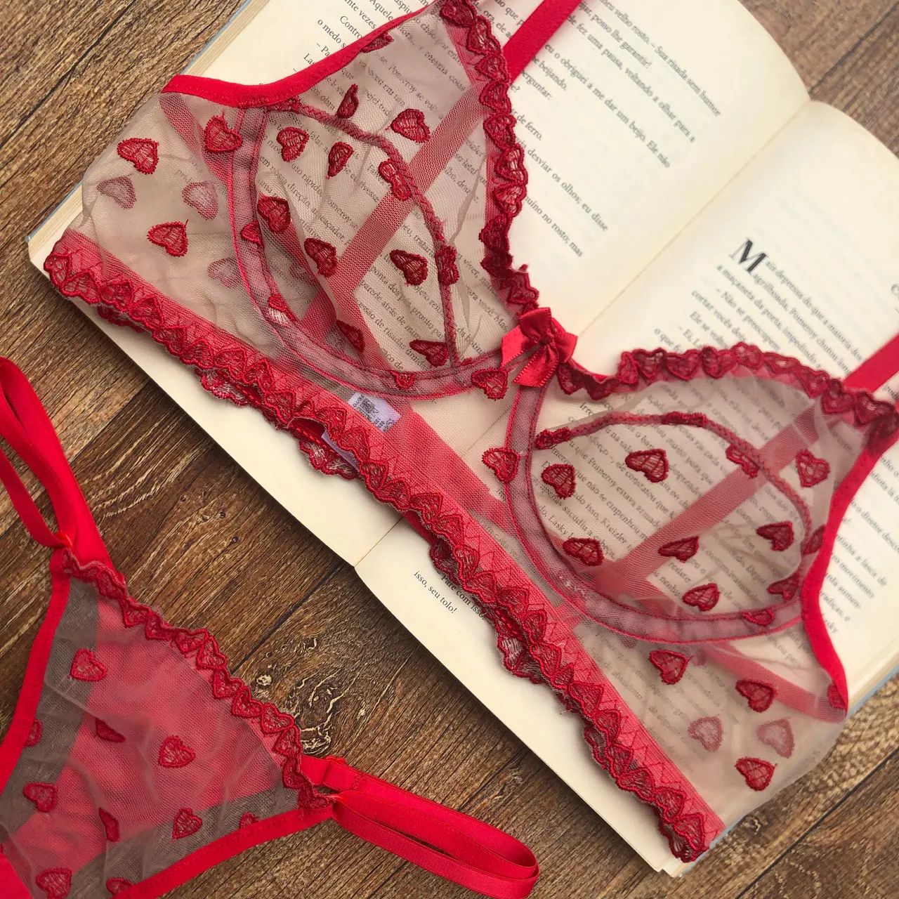 Conjunto de lingerie vermelha  - Foto 4