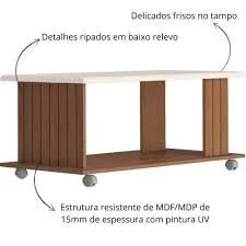 Mesa de Centro Mila Cinamomo.Off White Artely - Entrega Rápida!  - Foto 2