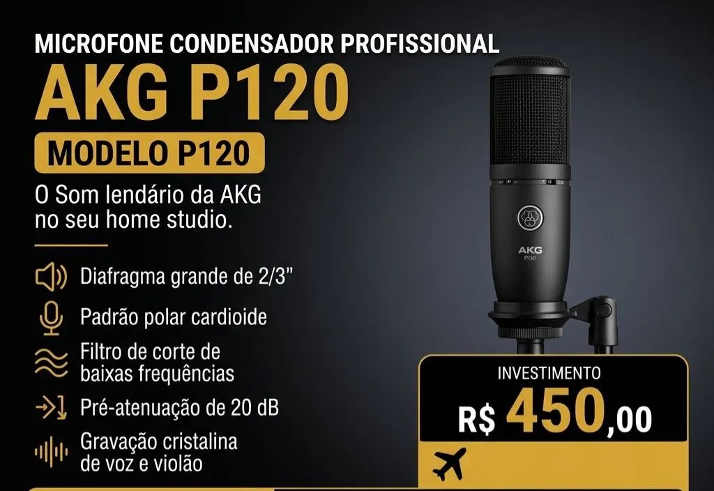 MICROFONE CONDENSADOR AKG P120