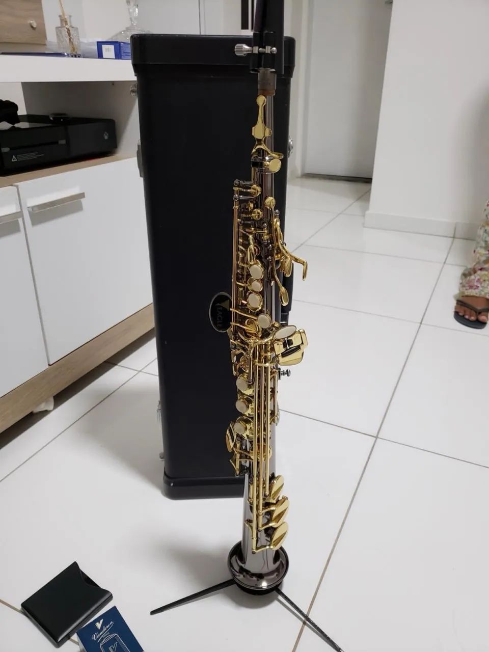 Sax soprano eagle sp502 black ônix - Foto 5