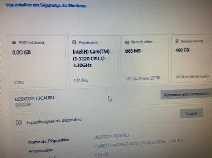 Computador Monitor e teclado