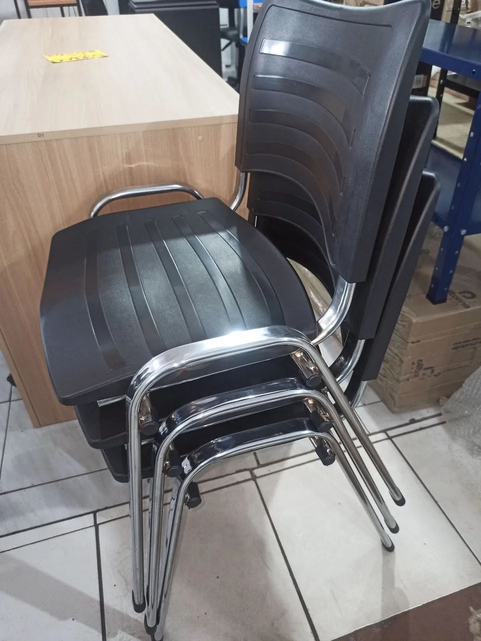 Kit 3 cadeiras cromadas 