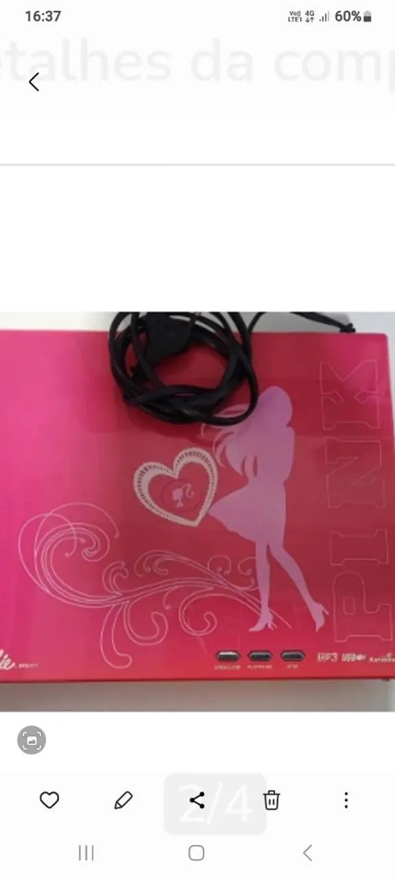 Dvd Tectoy KARAOKE DA BARBIE. Com controle remoto e cabo av e microfone.conservado  - Foto 4