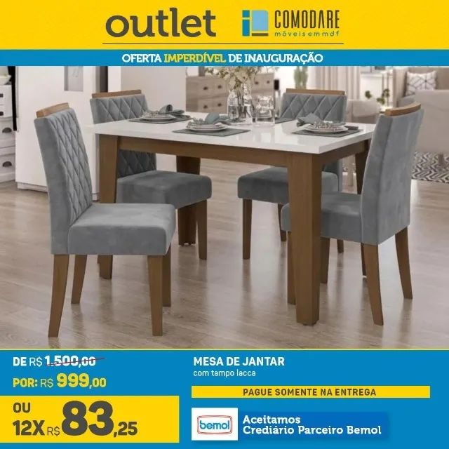 Mesa de Jantar 4 Lugares R$ 999